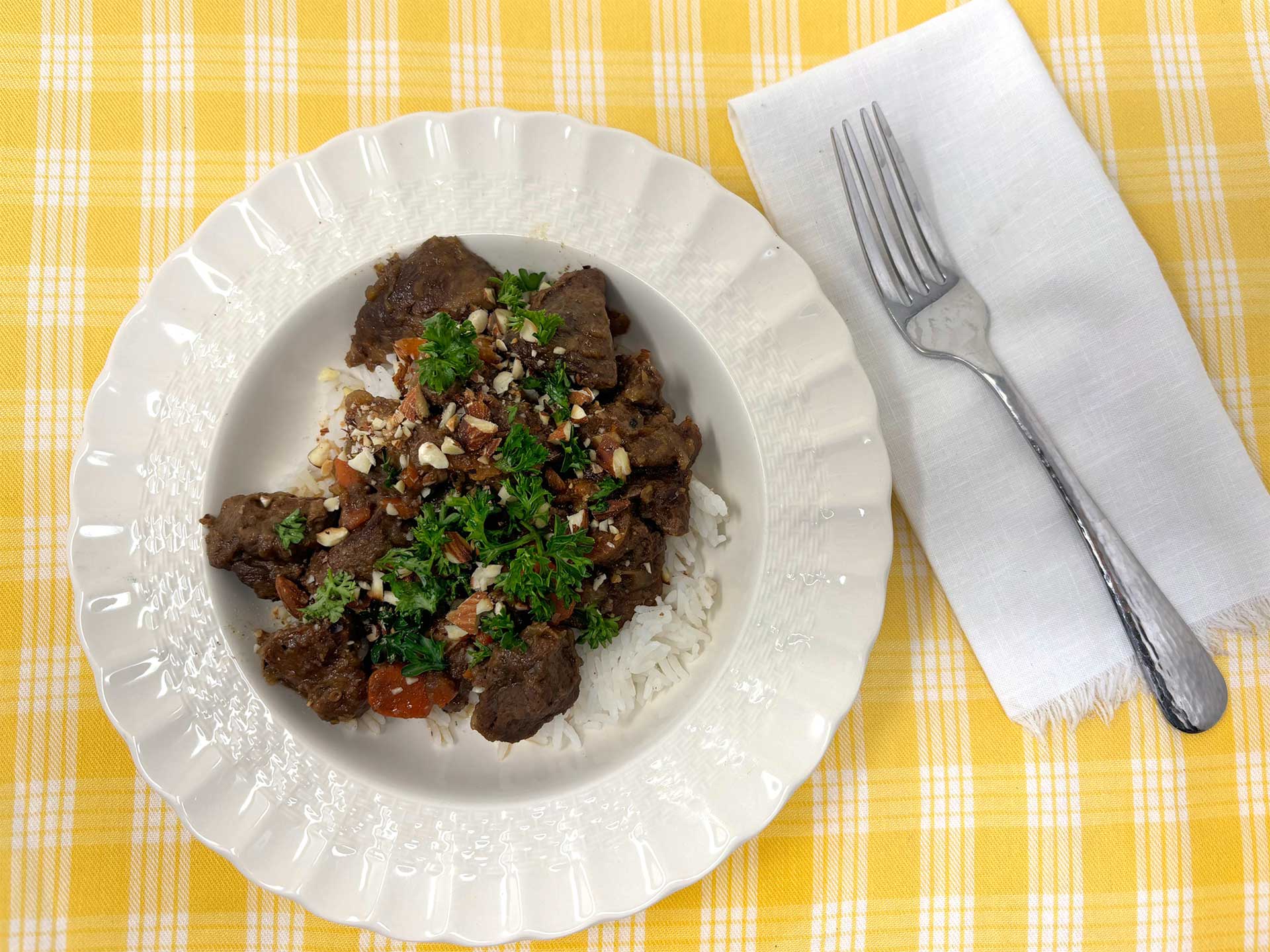 Spicy Spring Lamb Stew with Nuts and Honey