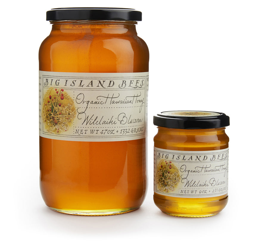 certified organic Hawaiian wilikaiki honey in glass jar