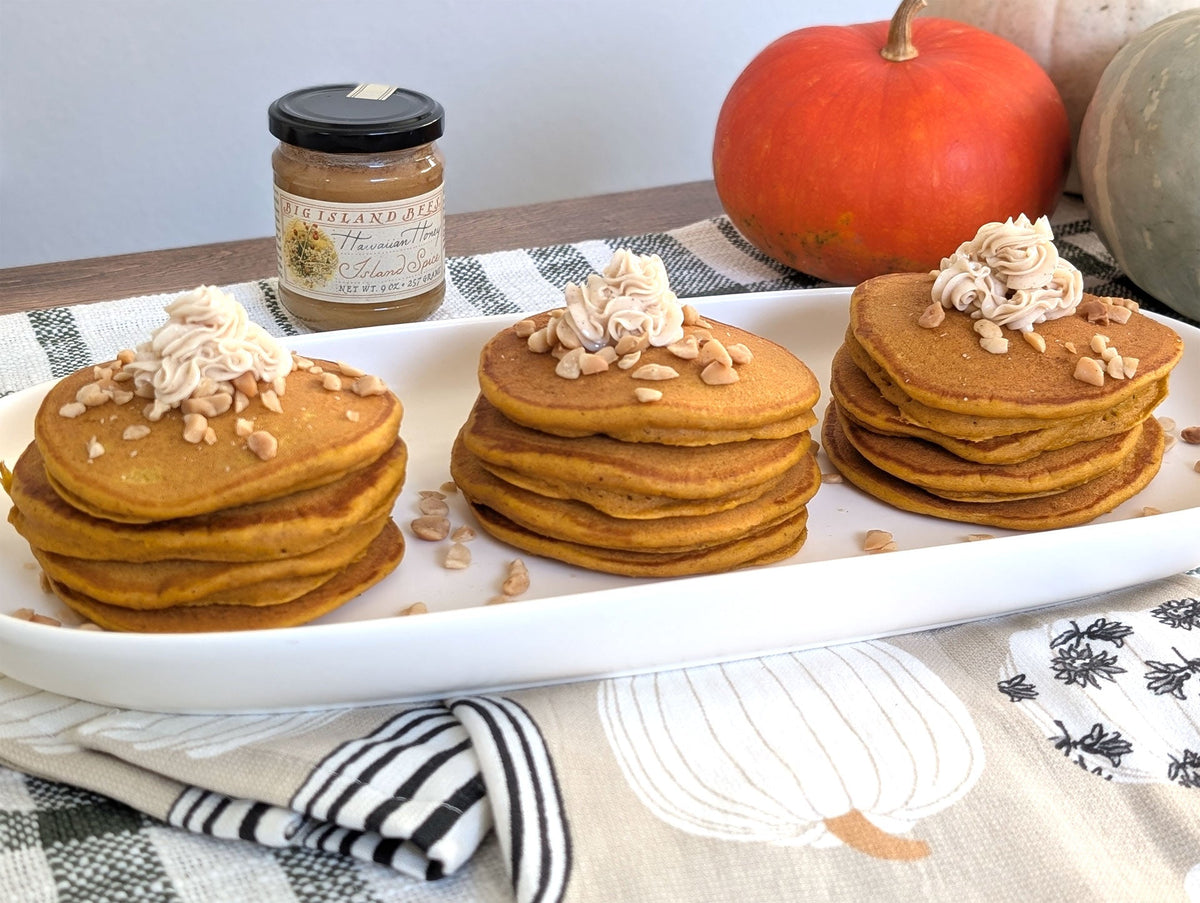 Pumpkin Spice Pancakes with Honey Butter