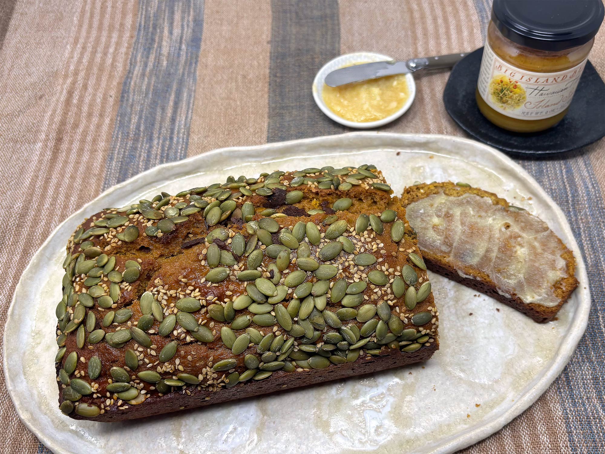 Honey Pumpkin Bread with Island Spice Honey Butter