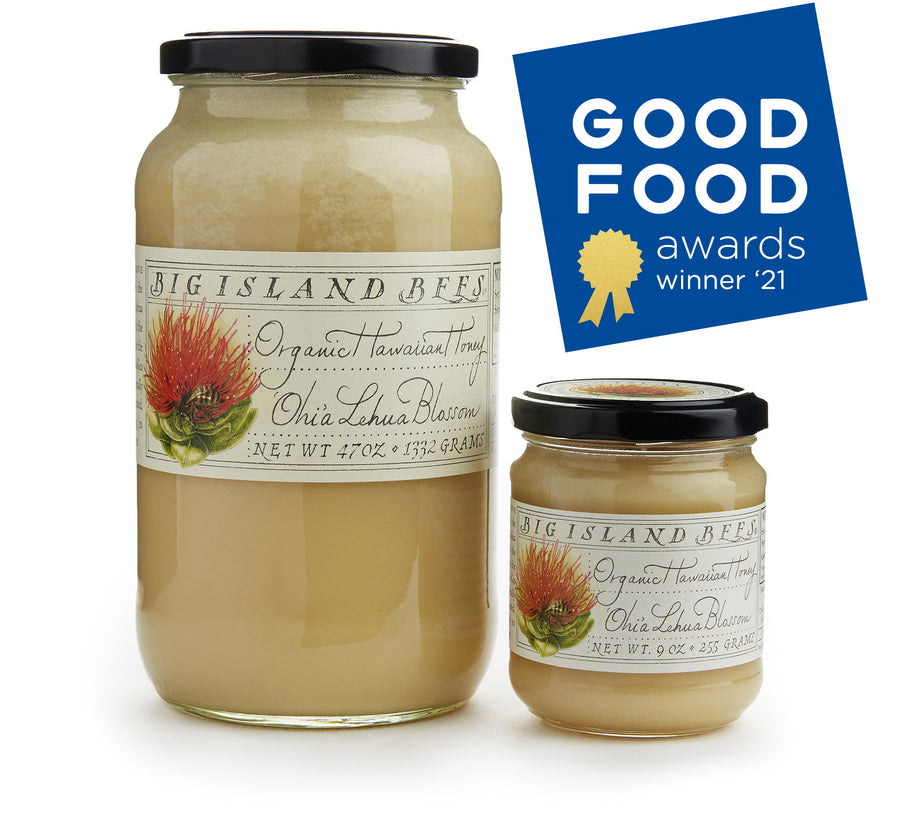Raw, Organic, White Ohia Lehua Blossom Honey: Three 9 oz Jars